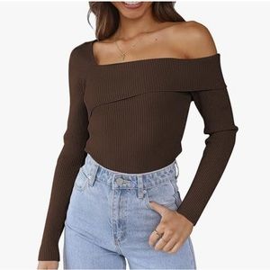 Brown off the shoulder Sweater